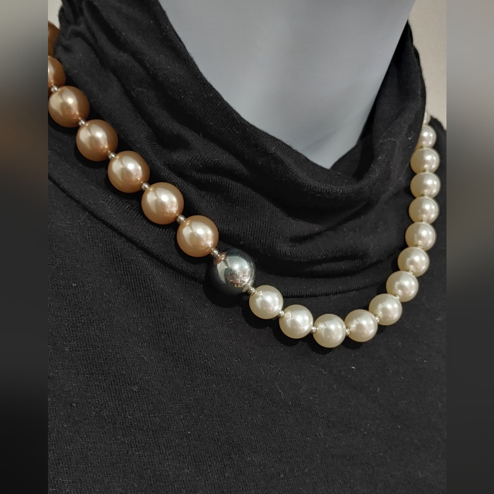 Adjustable faux pearls necklace in 4 colors